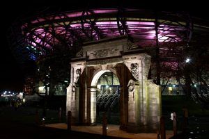 BT Murrayfield Arch at night